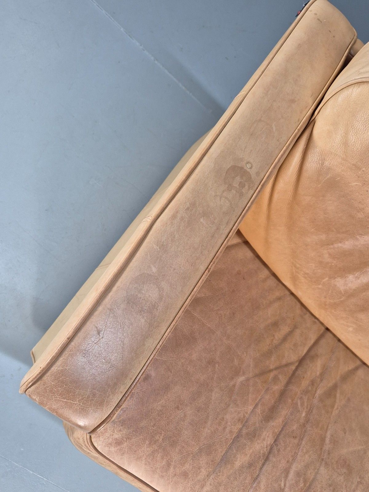 photo for sale Vintage Skalma Three Seater Tan Leather Sofa Retro Danish Eb10164 M3ss