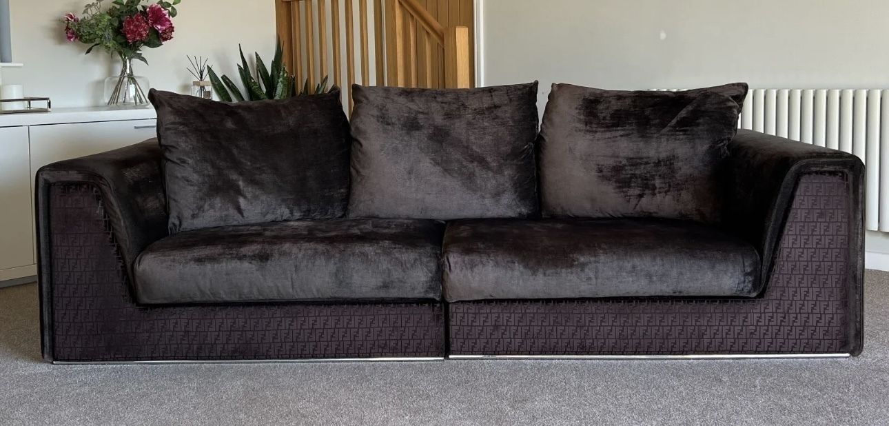 Stunning Fendi Casa Prestige 3 4 Seater Sofa, With Rare Ff Monogram   Cost £25k
