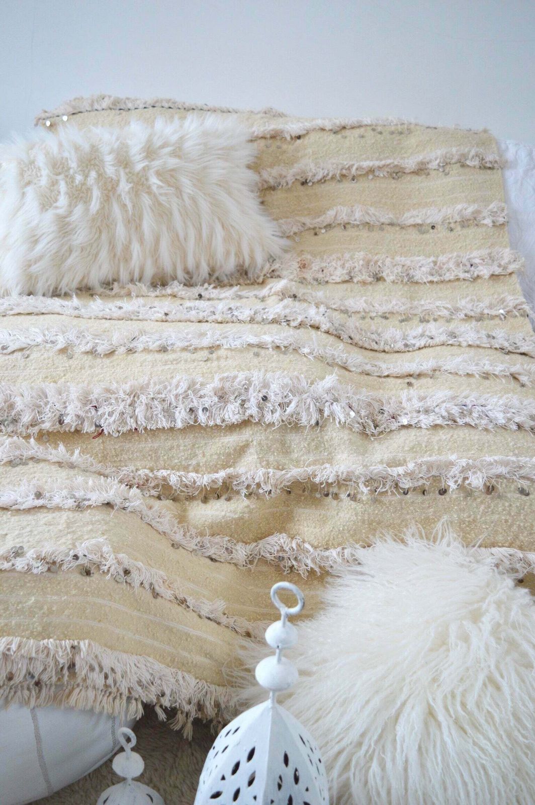 Vintage Moroccan Wedding Blanket Throw