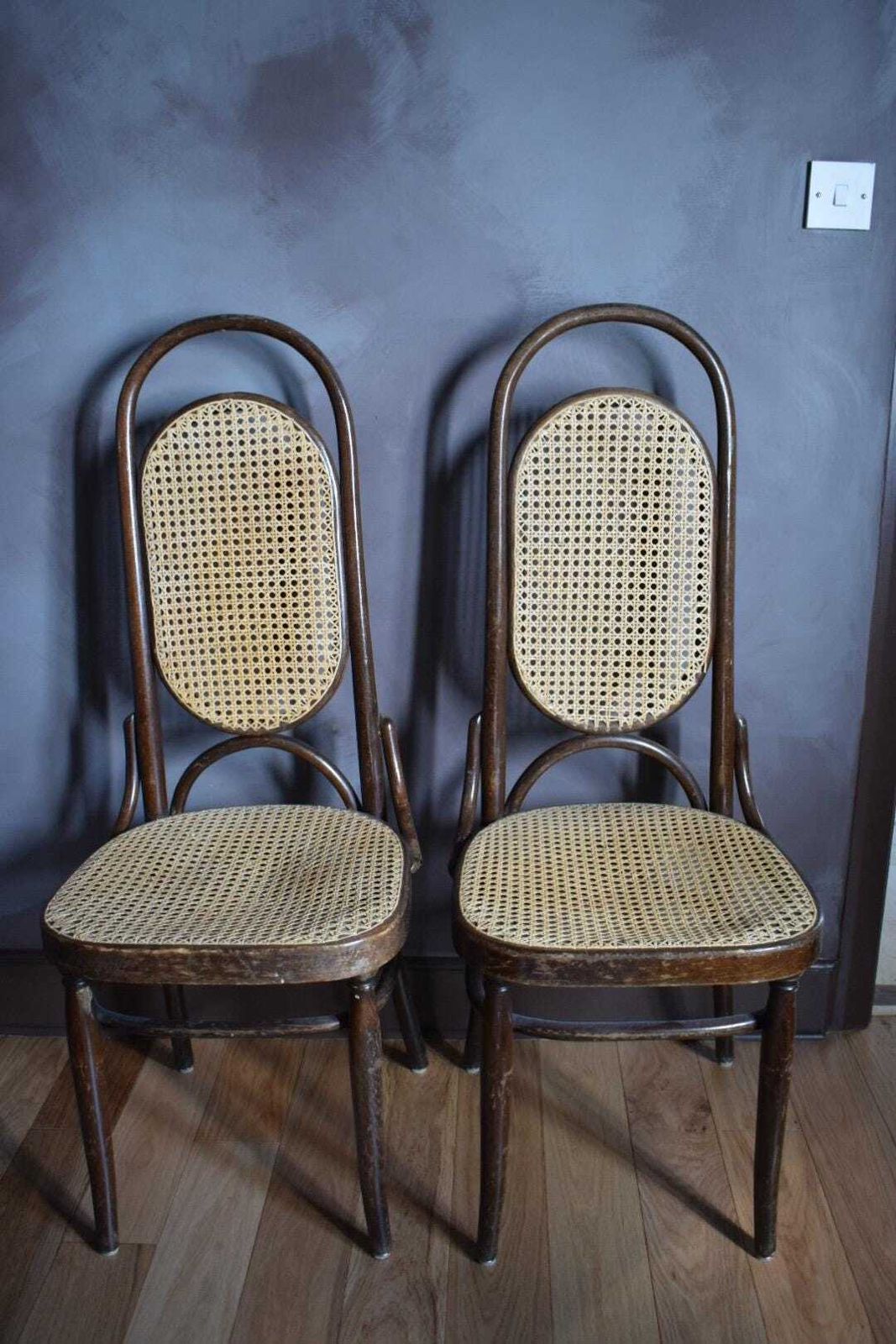 Vintage Pair Of Thonet Style Bentwood And Cane Chairs photo for sale