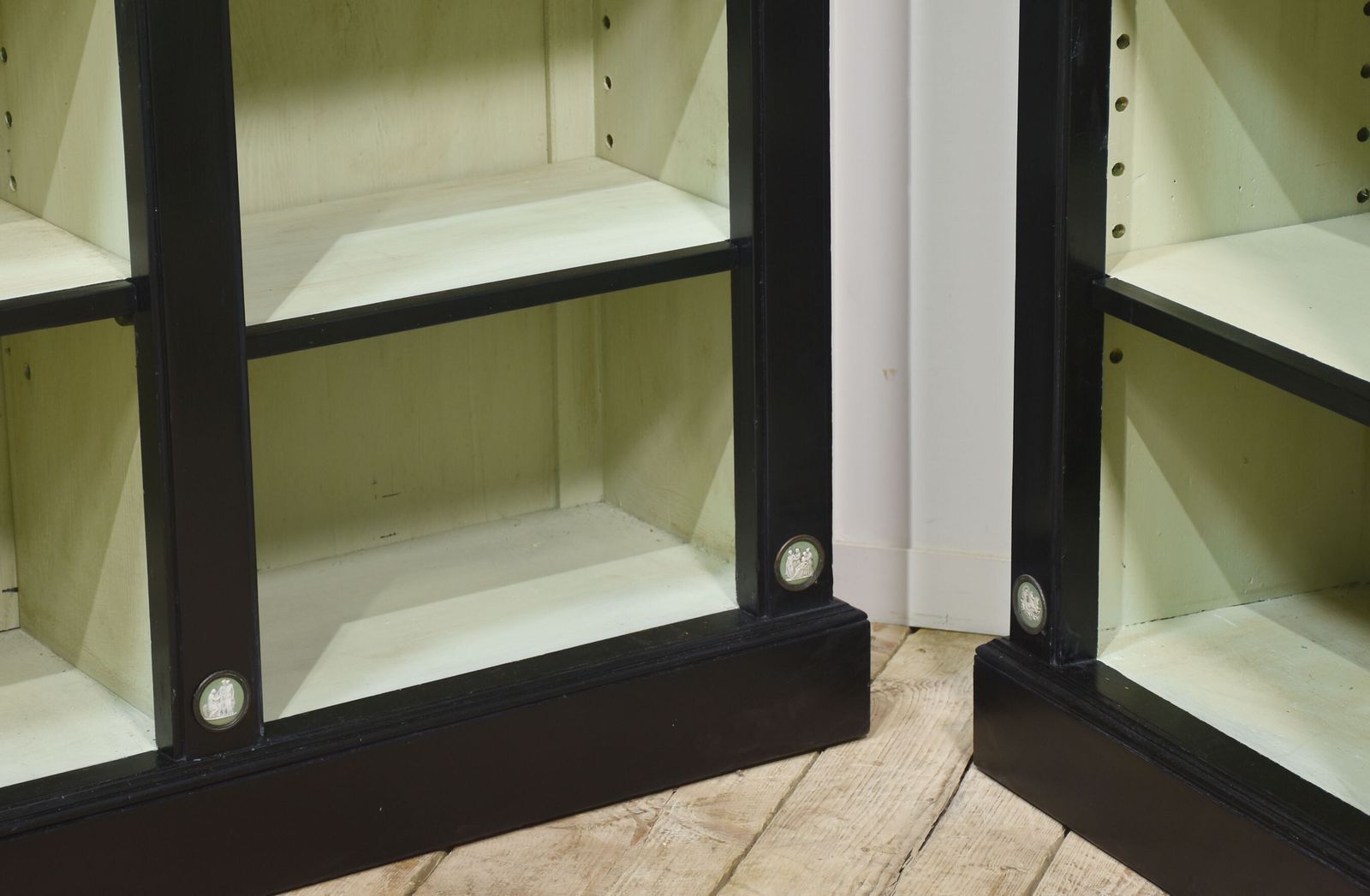 Pair Of Ebonised Wedgwood Open Bookcases photo for sale