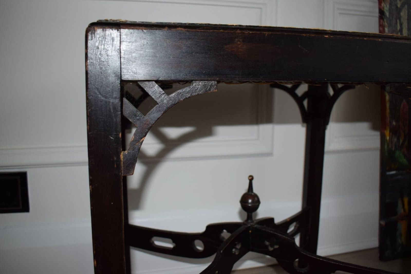 1930's Chippendale Style Stool With Woven Cane Seat photo furniture