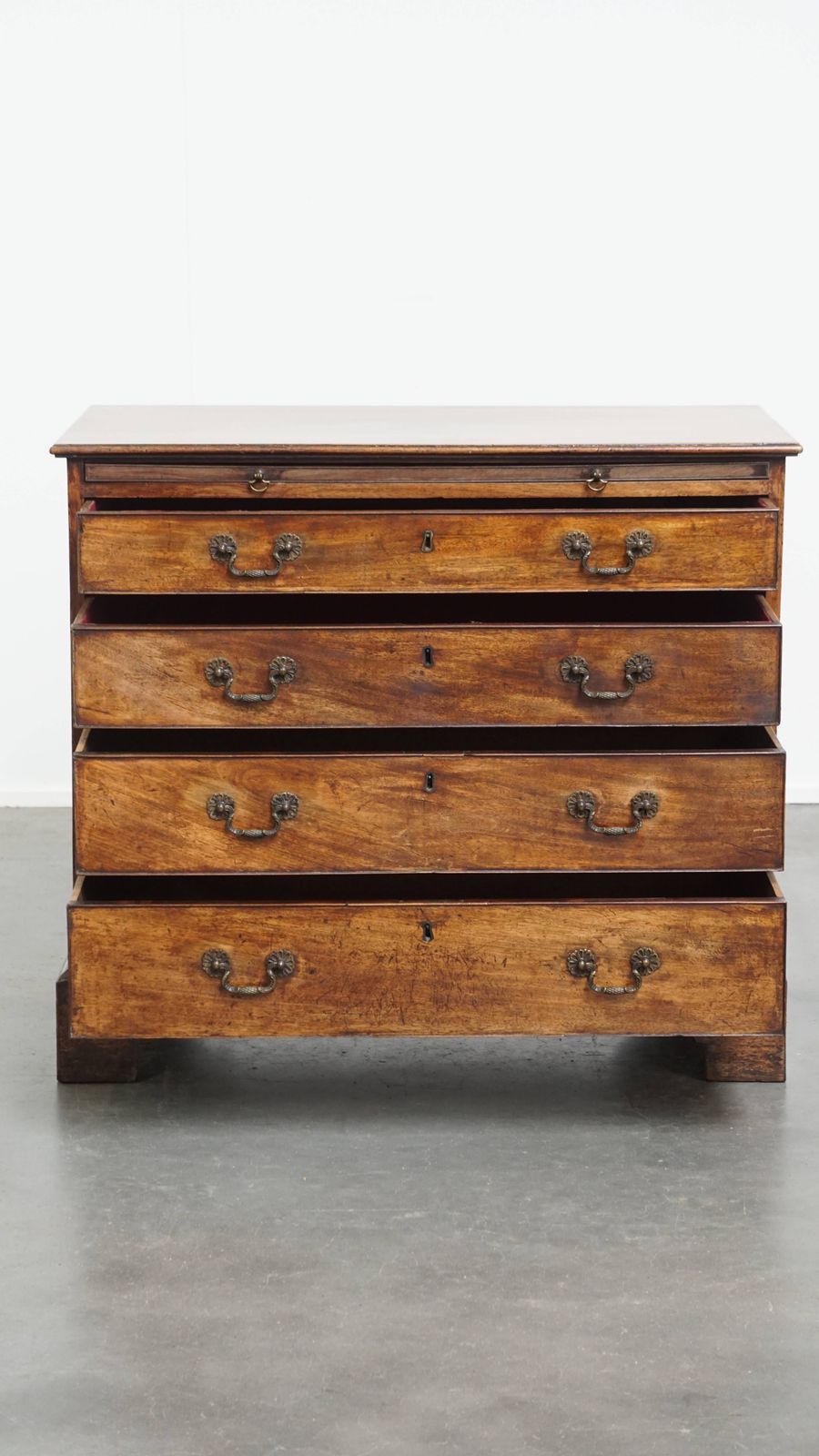 Beautiful Antique English Chest Of Drawers/Dressing Chest From The 18th Century With Brushed Slide photo for sale