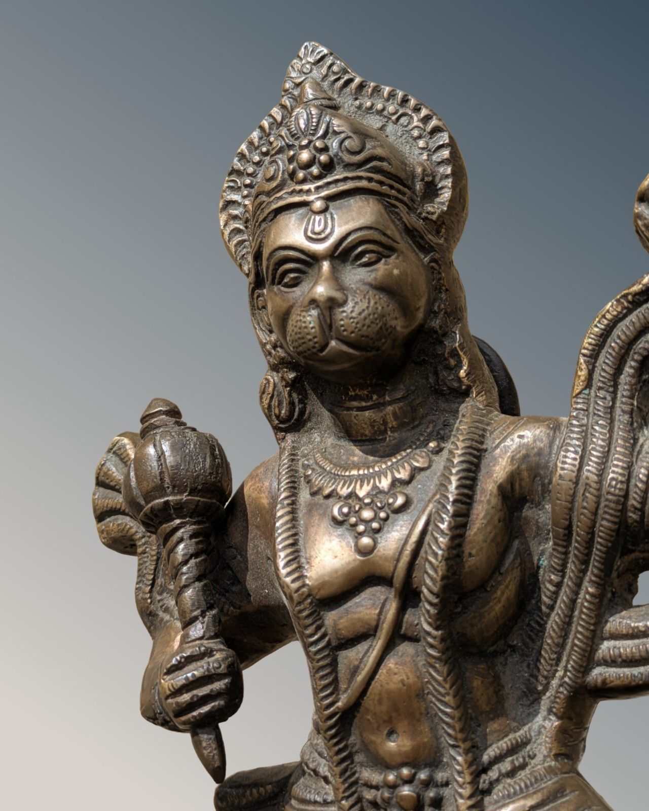 Antique Bronze Statue Hanuman With Sanjivani Parvat photo 285.0
