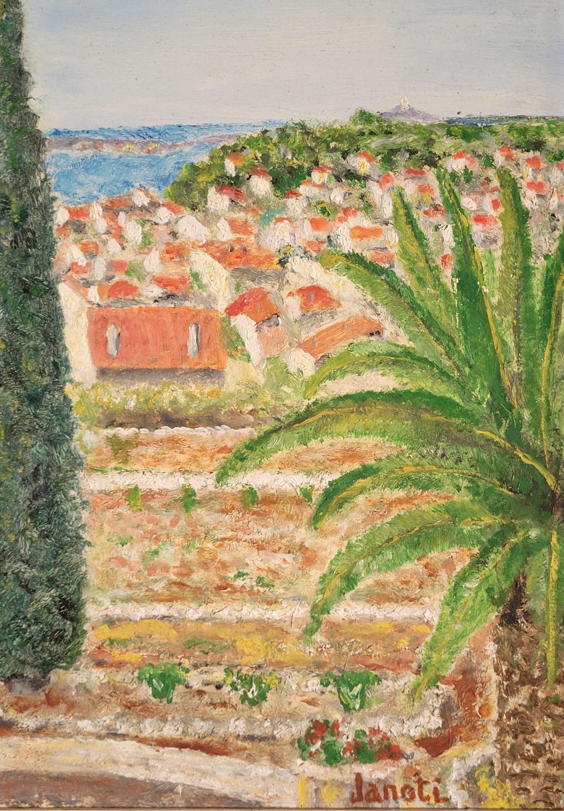 Janotithe Côte D'azur. Mid Century Oil Landscape Painting. photo Art