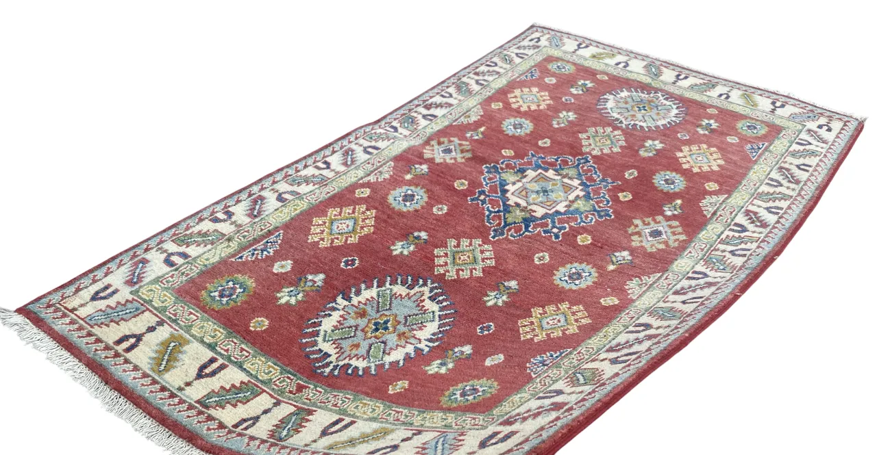 Red Oriental Kazak 3x5 Area Living Room Bedroom Rug photo for sale