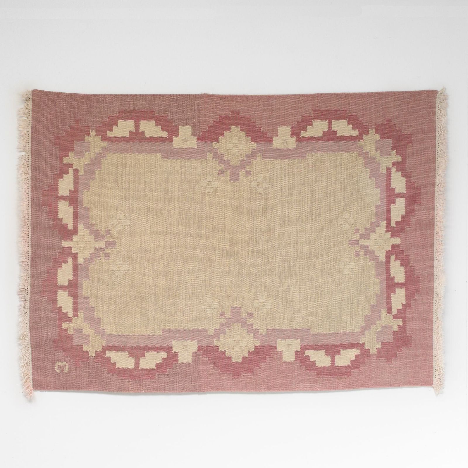 Mid Century Swedish Kilim Signed C