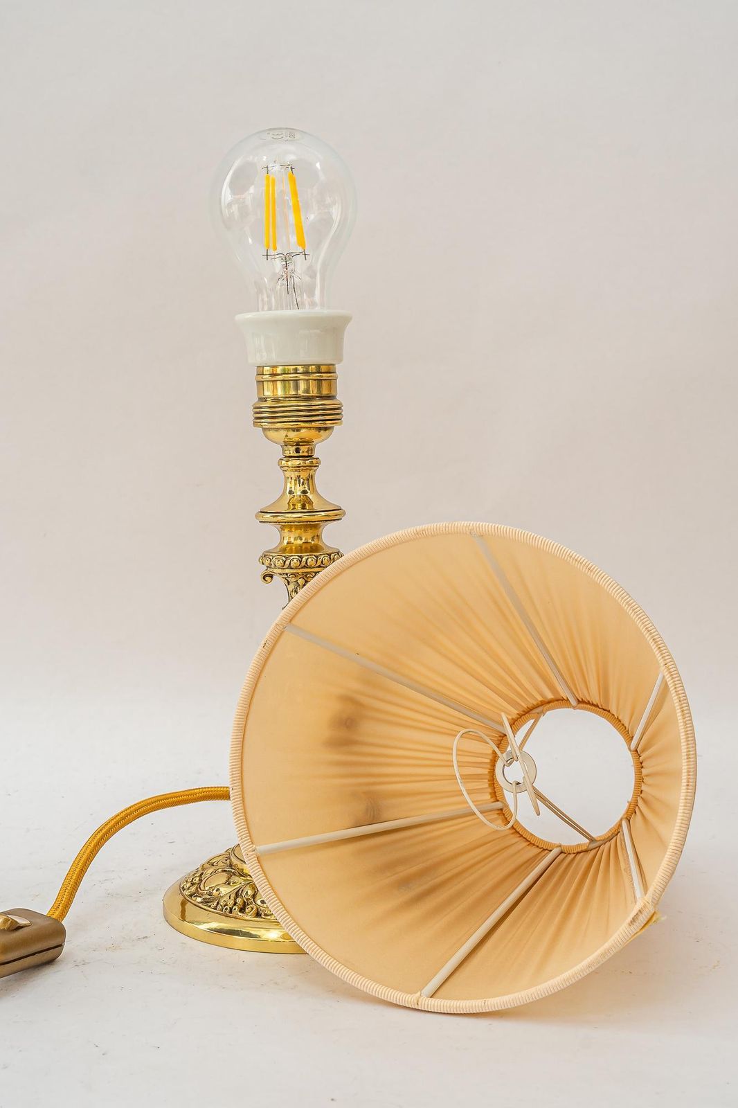 photo furniture Historistic Table Lamp With Original Cut Glass Shade Vienna Around 1890s