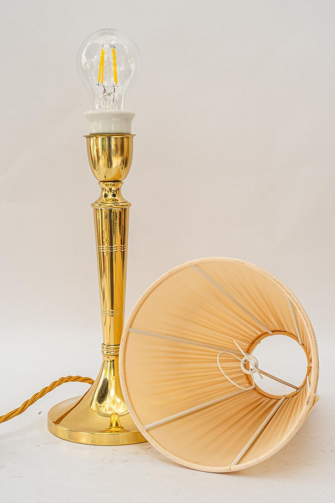 photo for sale Art Deco Table Lamp With Fabric Shade Vienna Around 1920s