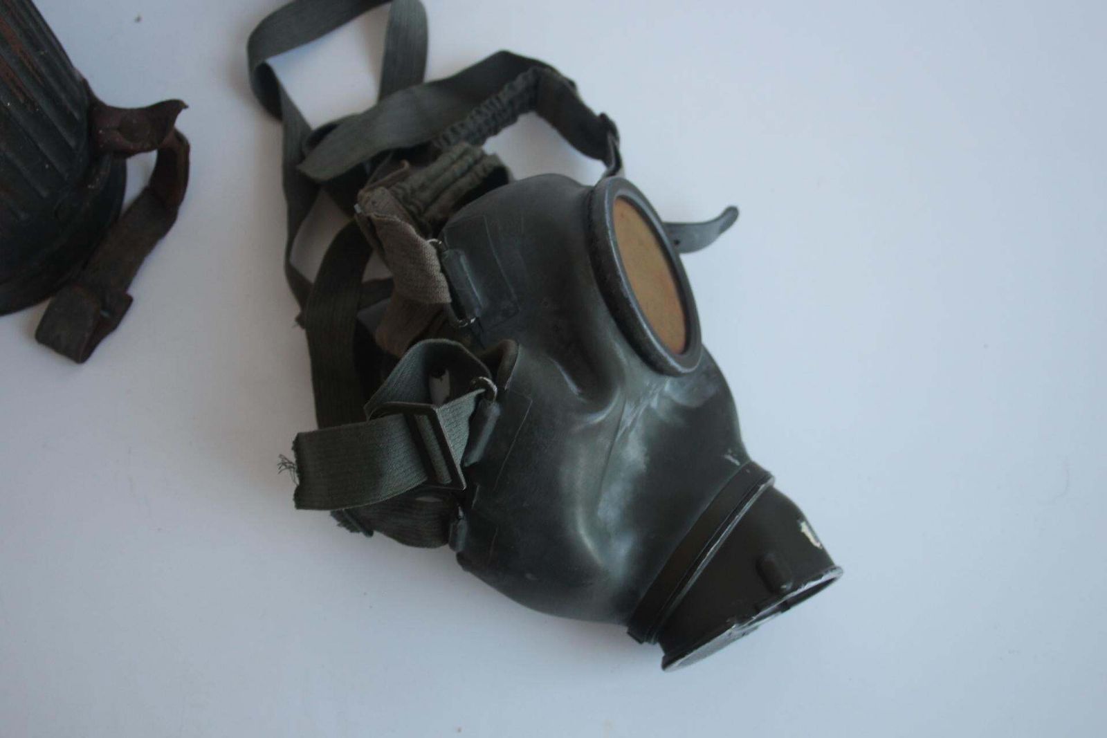 841.0 World War II Original Gas Mask With Nameplate And Soldier's Rank, Circa 1940 photo