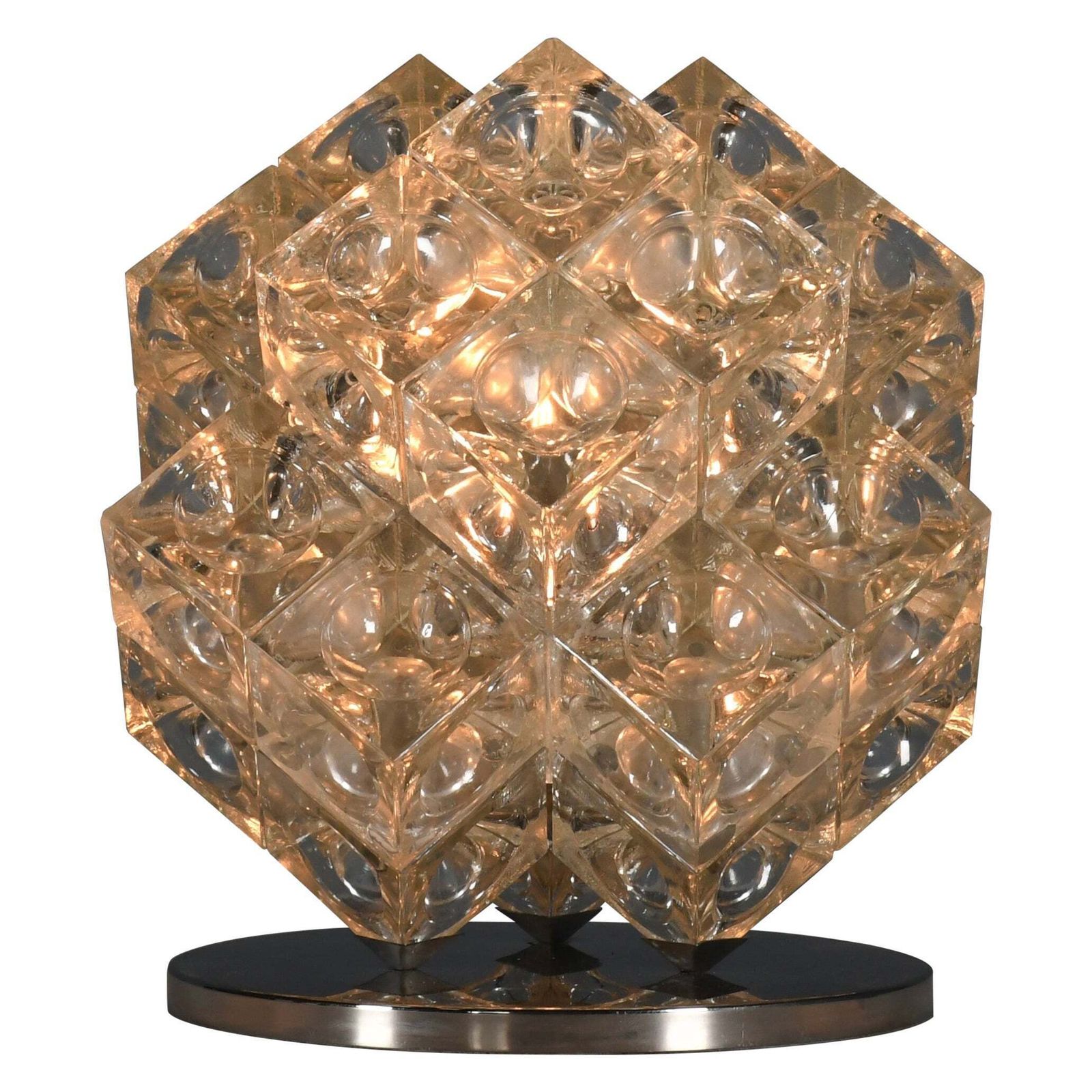 Glass And Chrome Albano Poli ‘Eclisse’ Table Lamp By Poliarte, Italy 1968
