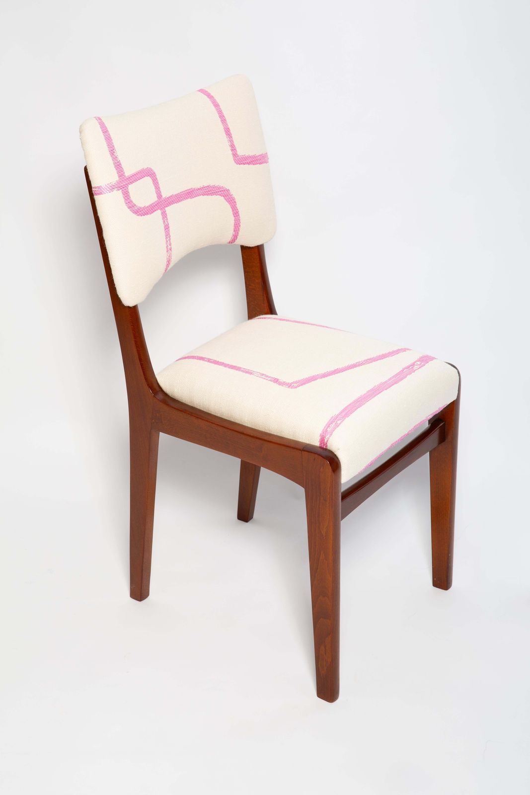 photo vinterior Eight Mid Century Chairs, Promenade Kafkaïenne Jacquard, By Halas, Poland, 1960s