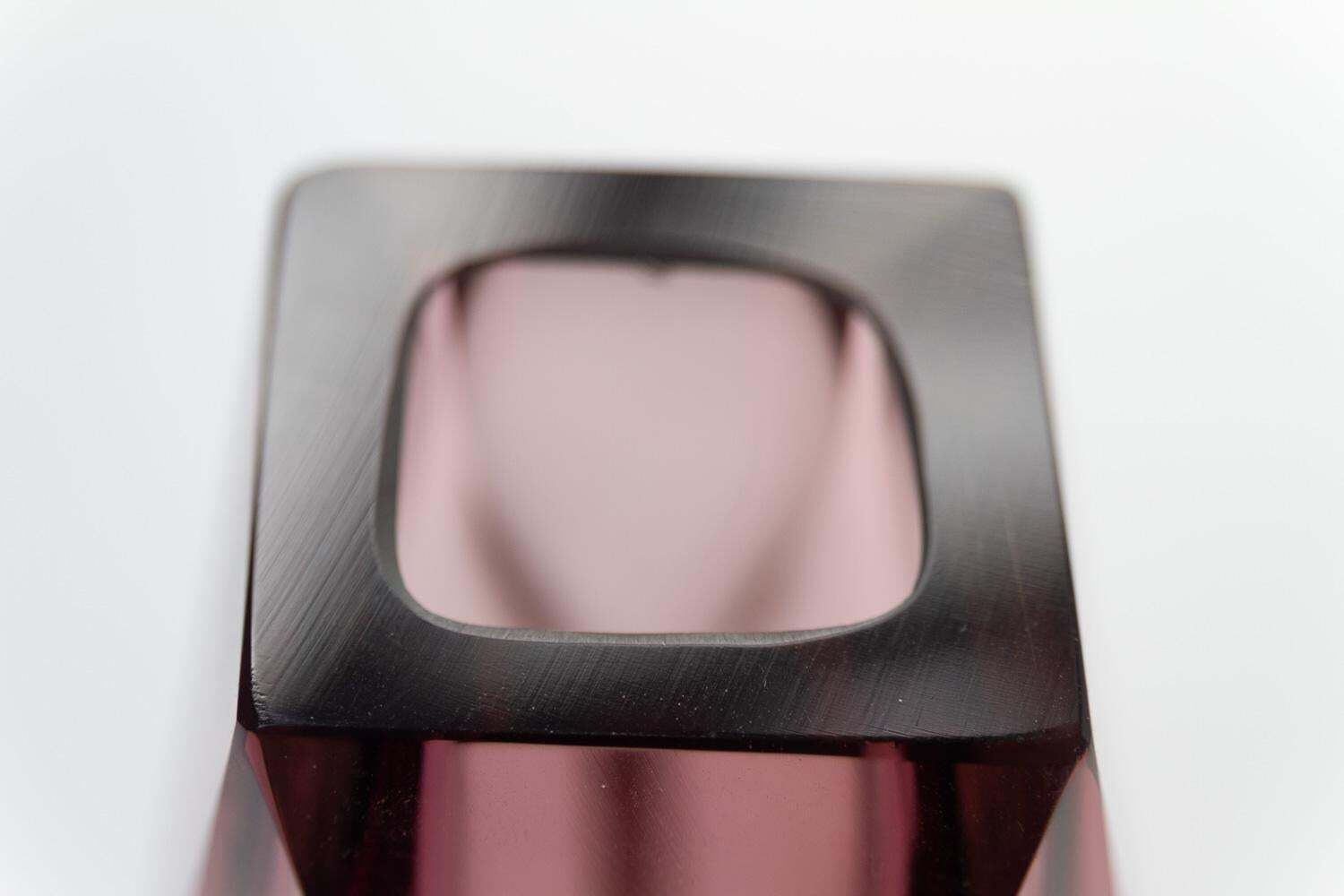 Italian Murano Thick Faceted Sommerso Glass Vase, 1970s. photo buy