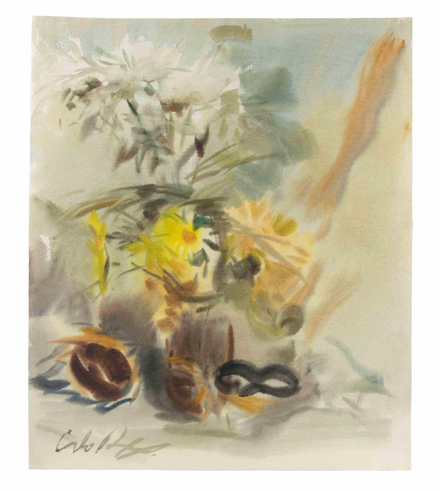 Carlo Ravagnanstill Life   Drawing By Carlo Ravagnan   19641964 photo for sale
