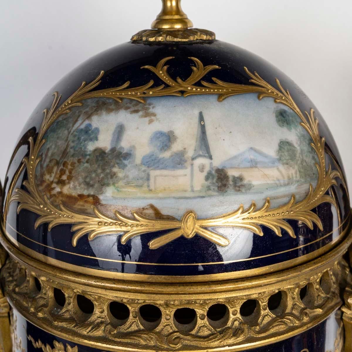 photo for sale Pair Of Covered Vases In Sèvres Porcelain, Napoleon III Period, 19th Century.