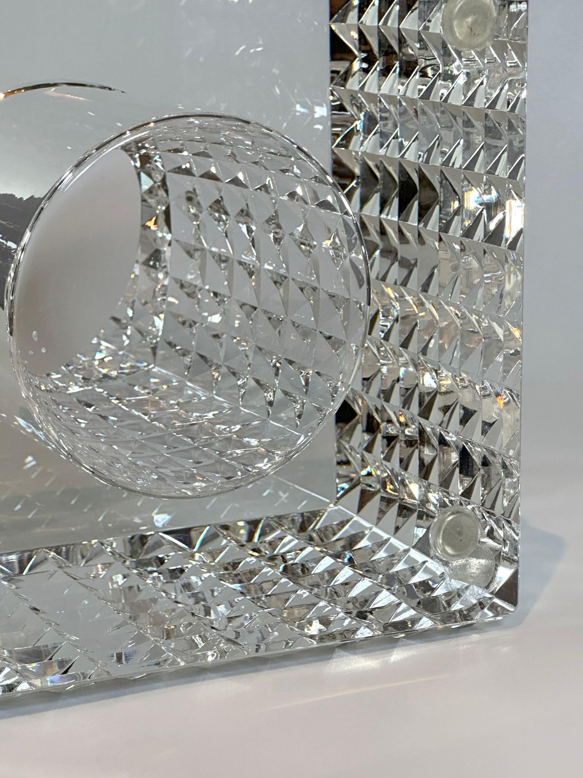 Pair Of Veritas Contemporary Faceted Optical Glass Square Vases, Texas, 2016 photo vinterior