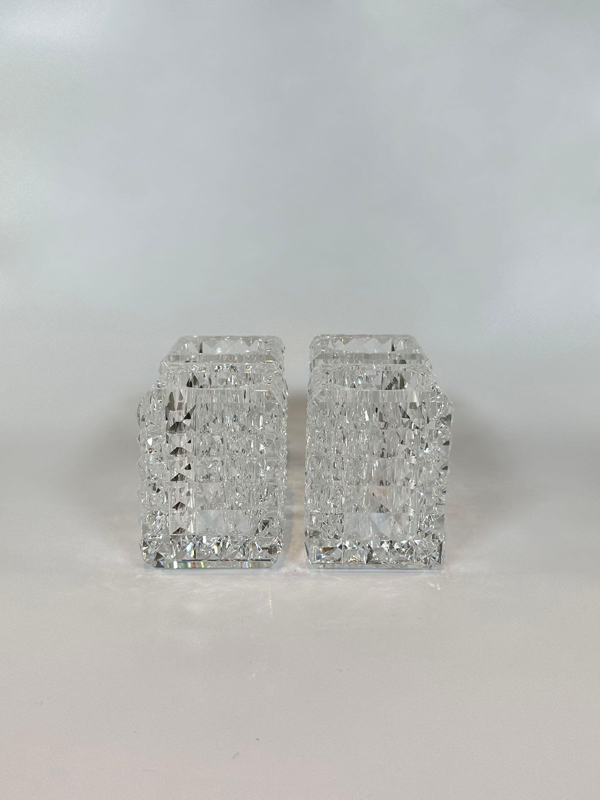 Set Of Four Veritas Faceted Optical Glass Candle Votives, Texas, 2016 photo Home Decor