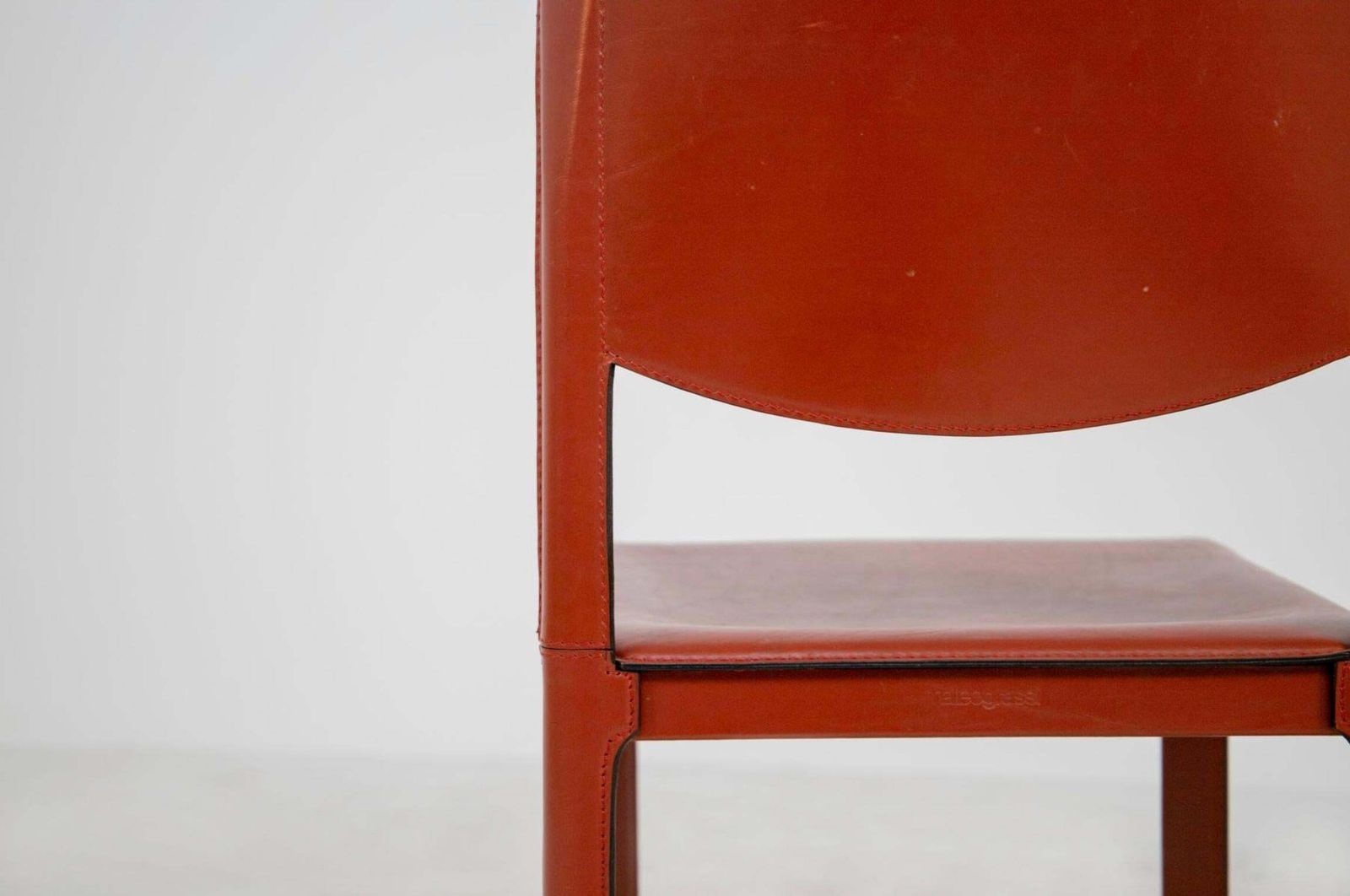 Set Of Four Chairs By Matteograssi In Leather Red Mod Sistina, Label photo buy
