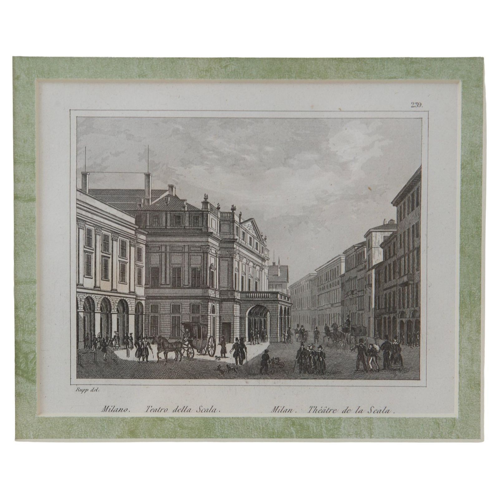 Antique Woodcut (Xylography) Depicting The Teatro Della Scala In Milan