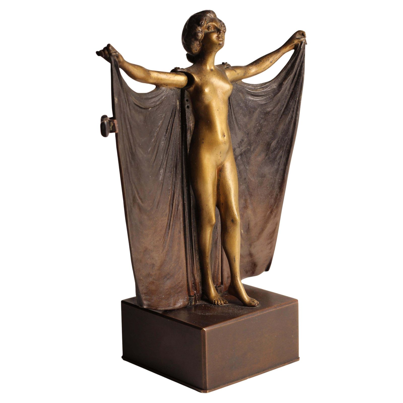 Art Deco Carl Kauba Automaton Bronze Nude With Mechanical Cape 1920’s Austria photo for sale