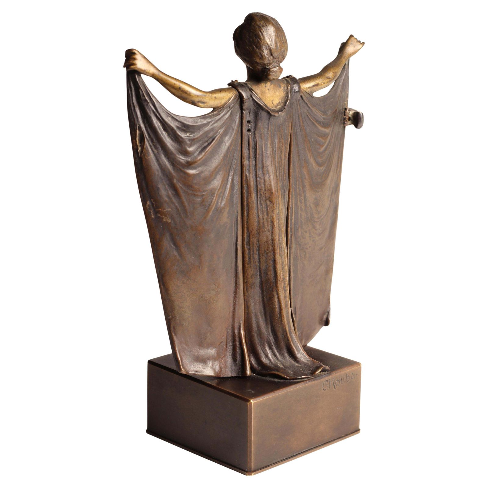 Art Art Deco Carl Kauba Automaton Bronze Nude With Mechanical Cape 1920’s Austria photo