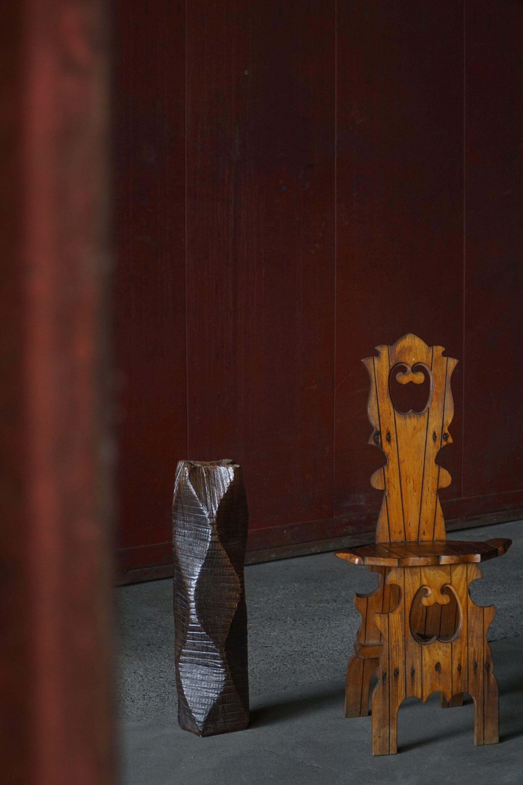 Vintage Wabi Sabi Style Dining Chair In Patinated Elm Wood, Mid Century, Italy photo for sale