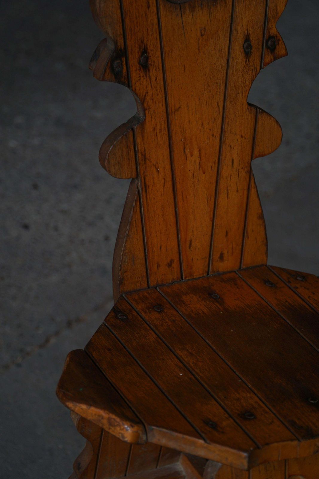 photo furniture Vintage Wabi Sabi Style Dining Chair In Patinated Elm Wood, Mid Century, Italy