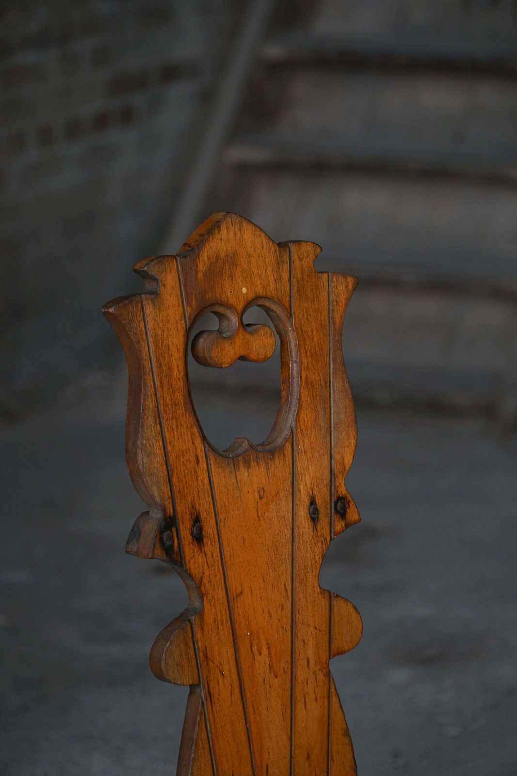 Furniture Vintage Wabi Sabi Style Dining Chair In Patinated Elm Wood, Mid Century, Italy photo