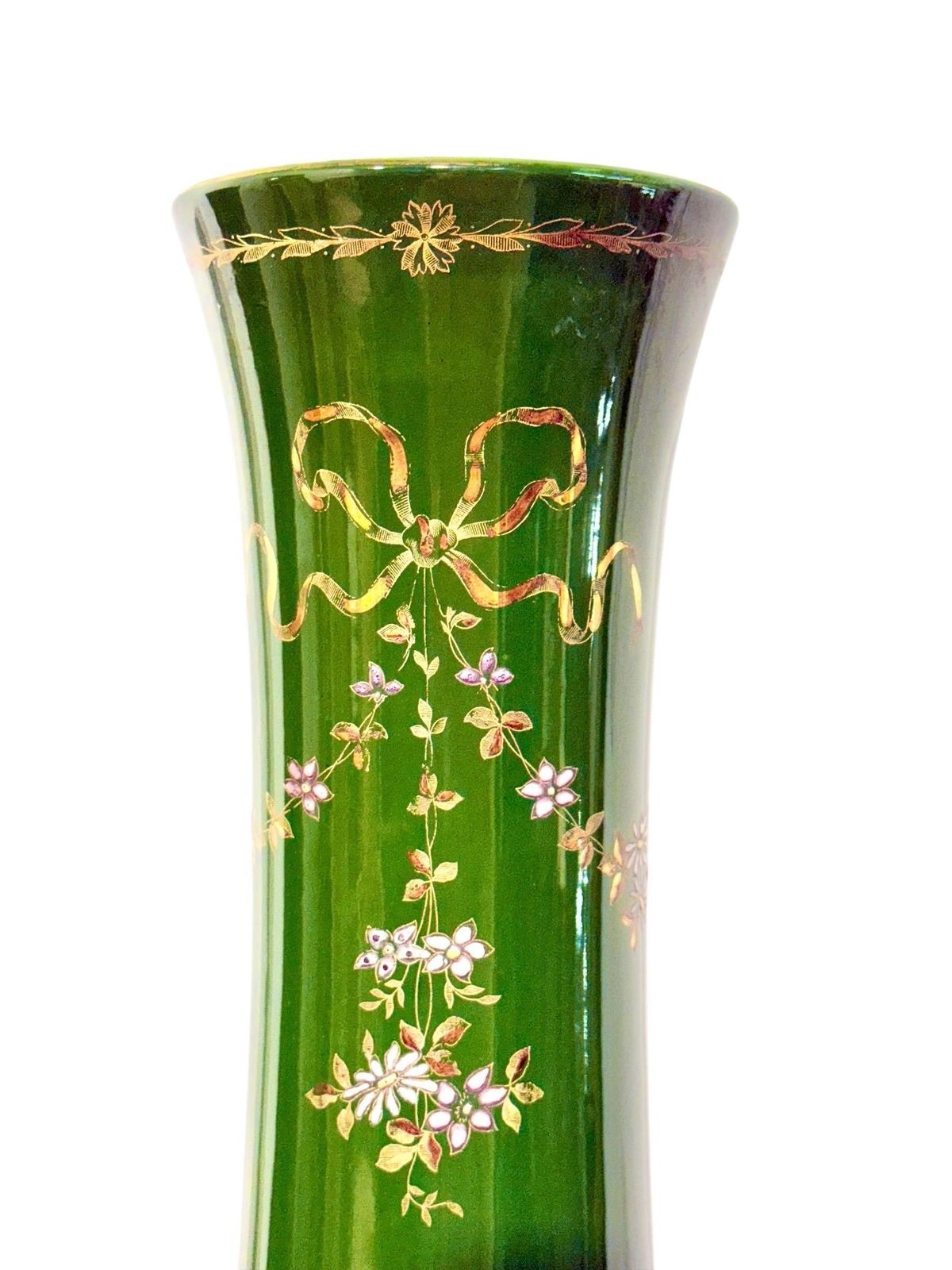 Rare Impressive Pair Of Green Faience Vases By Longchamp, France, 1876 photo furniture