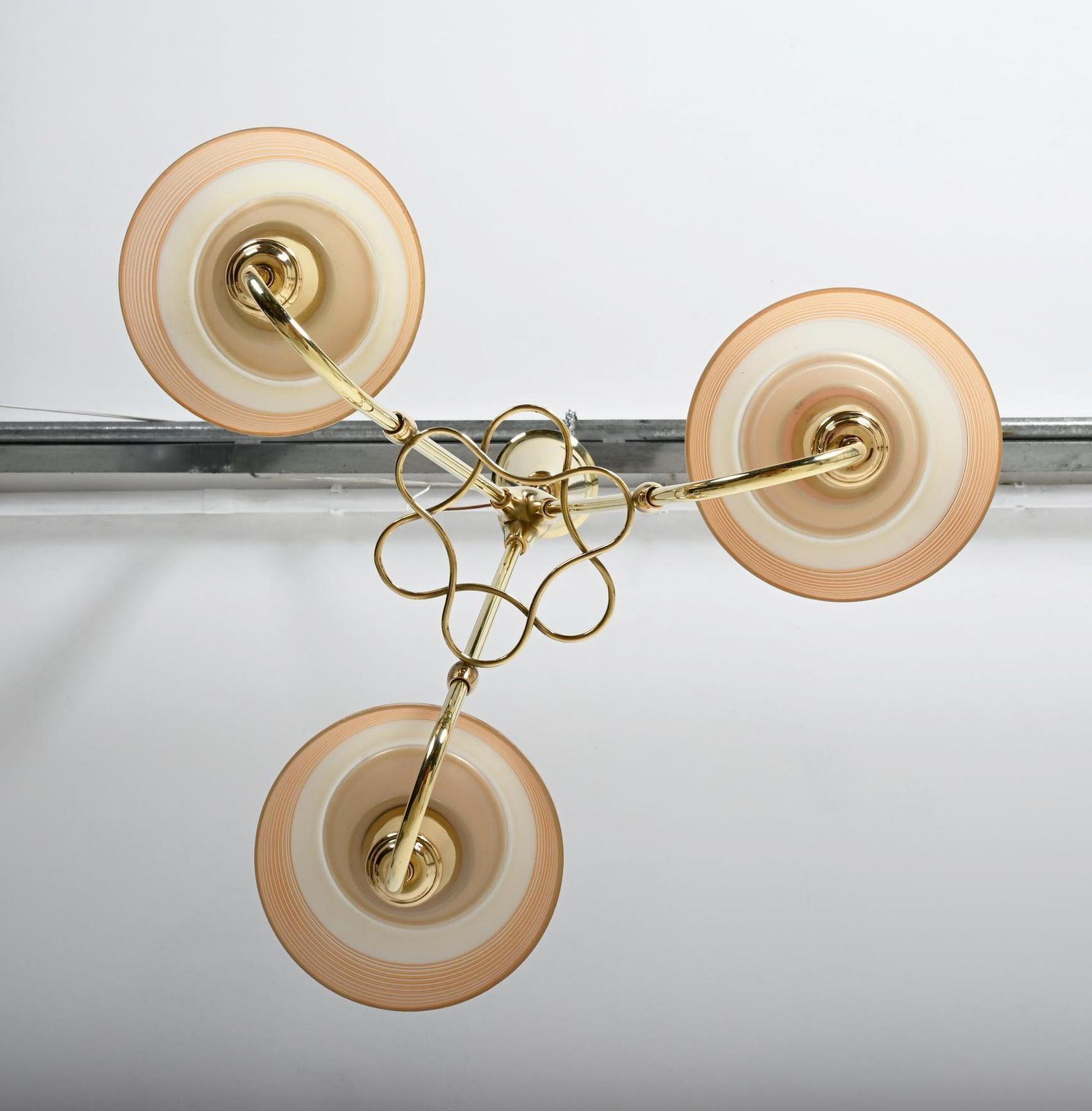 Fog & Mørup Brass Chandelier With Opaline Glass Shades photo vinterior