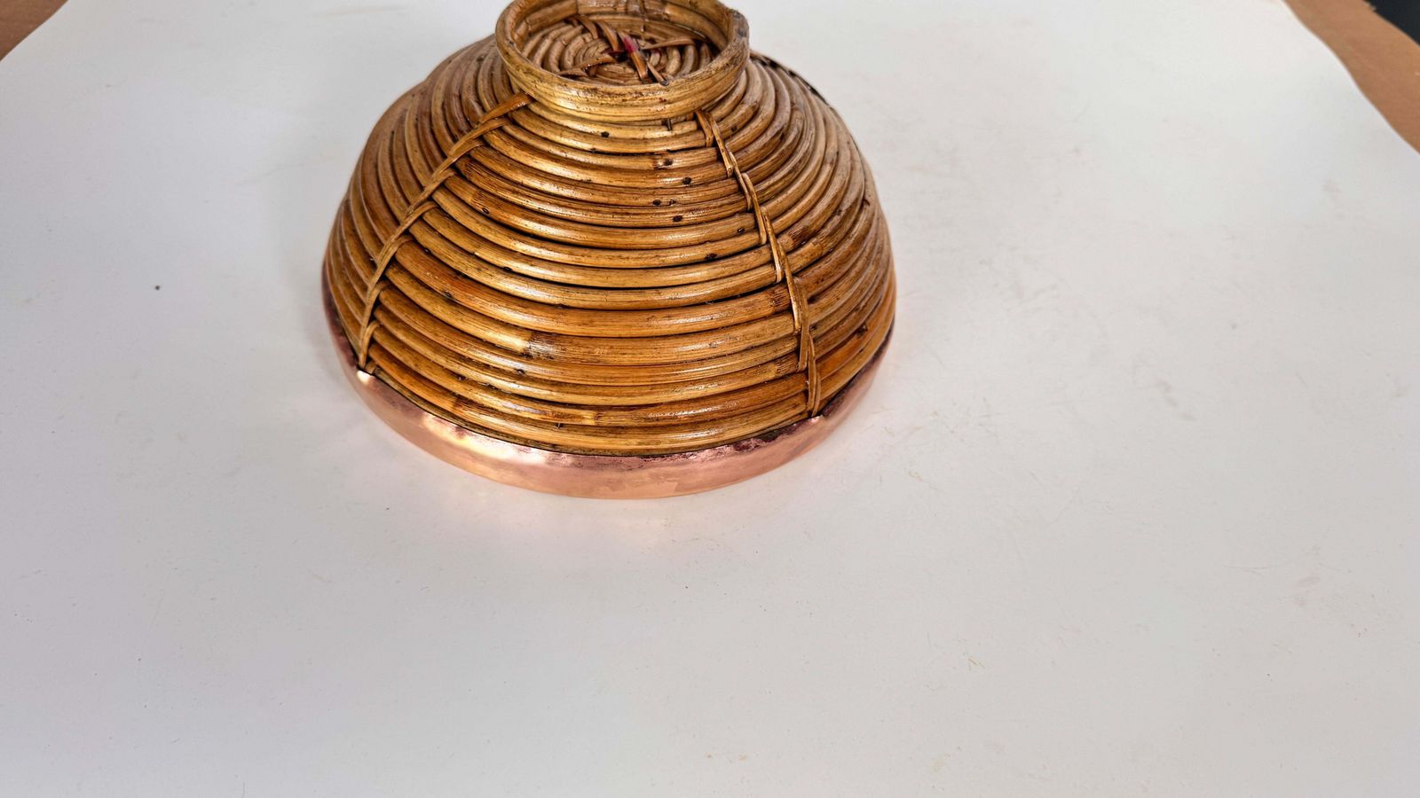 1970s French Wicker And Brass Fruit Basket – French Riviera Style photo Home Decor