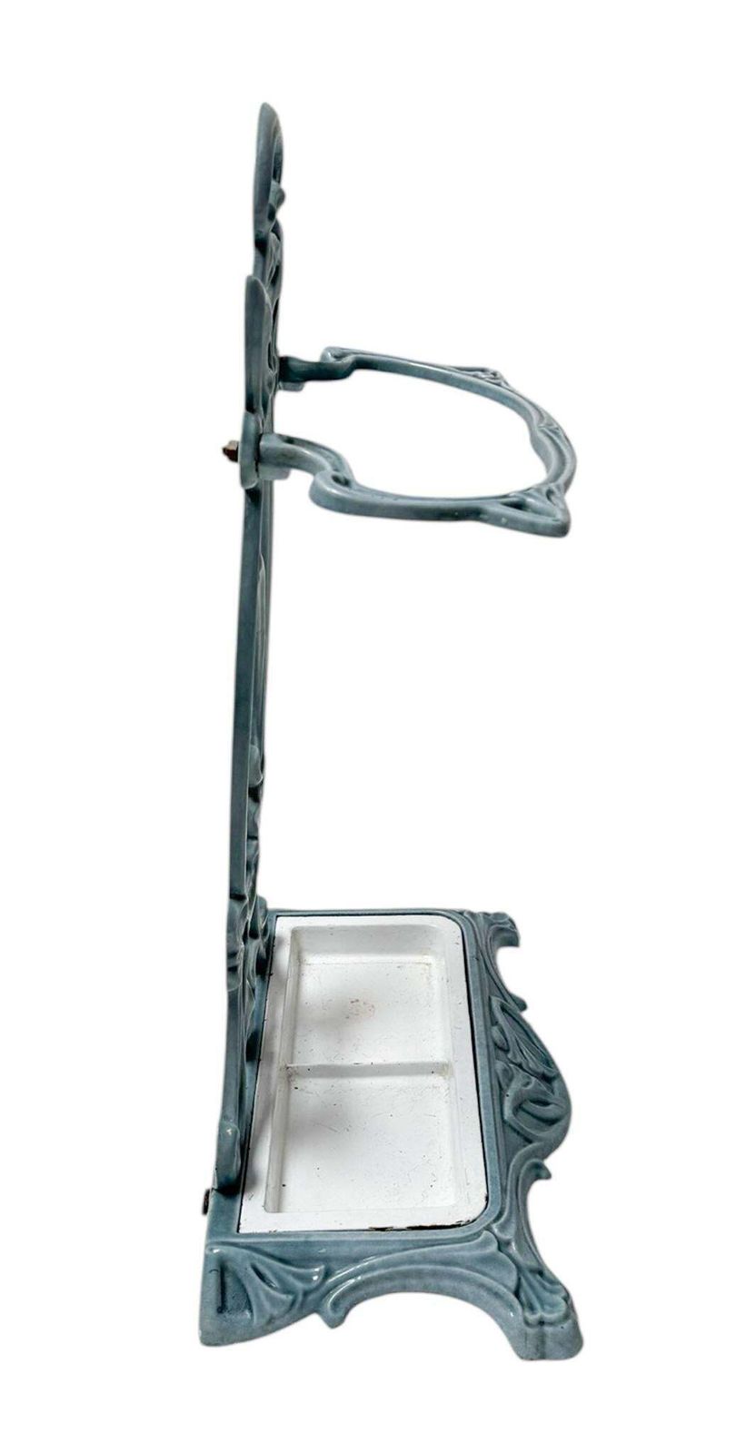 Art Nouveau Enameled Iron Umbrella Stand, 1900s photo vinterior