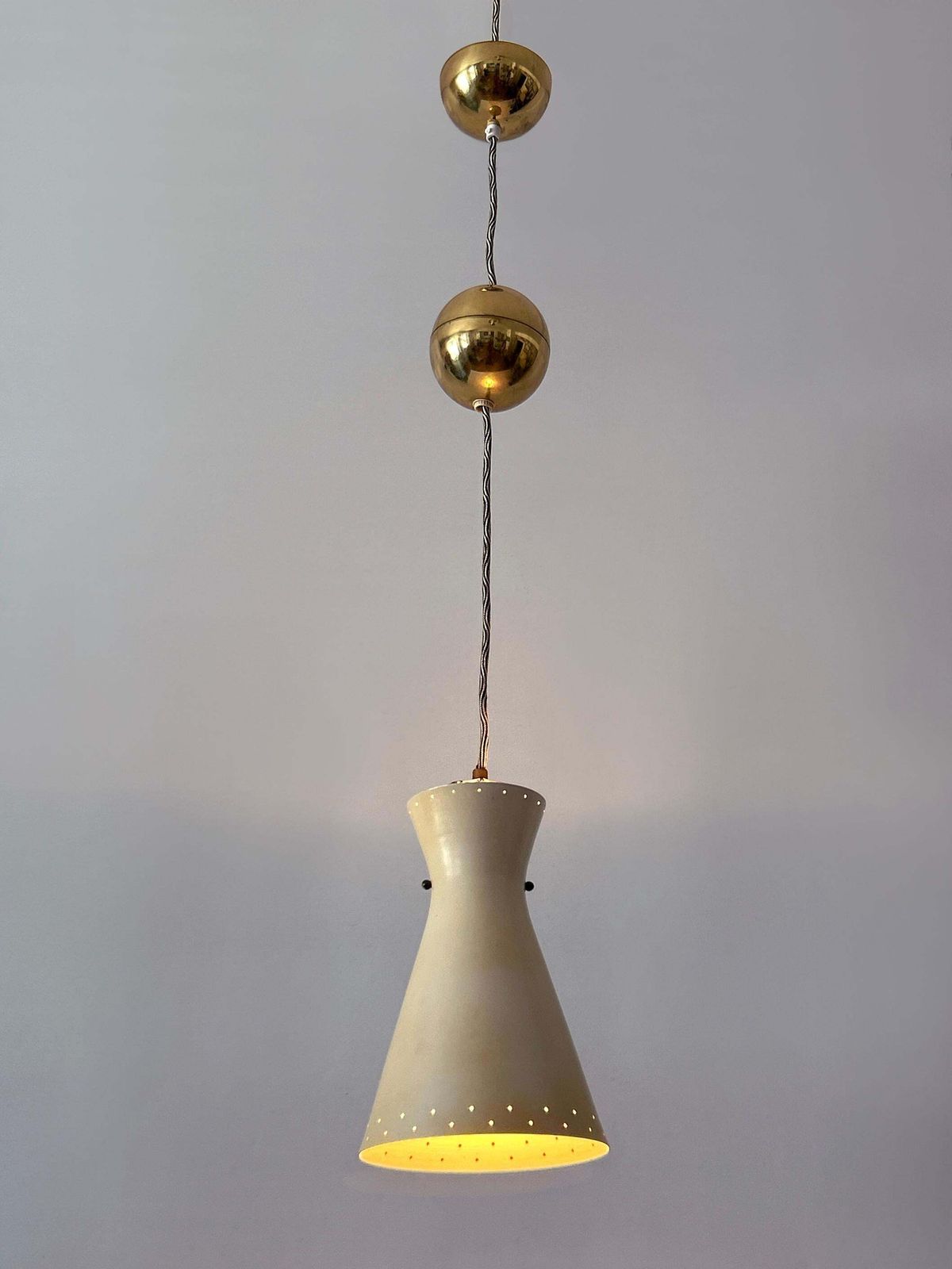 Rare Mid Century Pulley Diabolo Pendant Lamps By Vereinigte Werkstätten 1950s photo vinterior