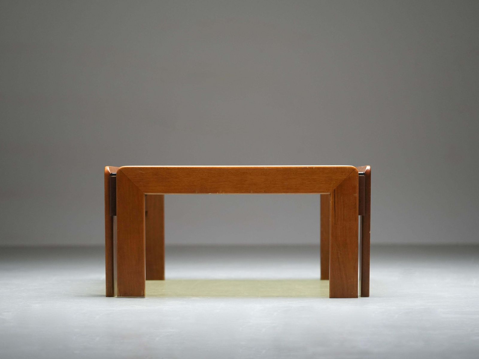 Furniture Afra And Tobia Scarpa Coffee Table In Walnut And Glass, Italy, 1960's photo