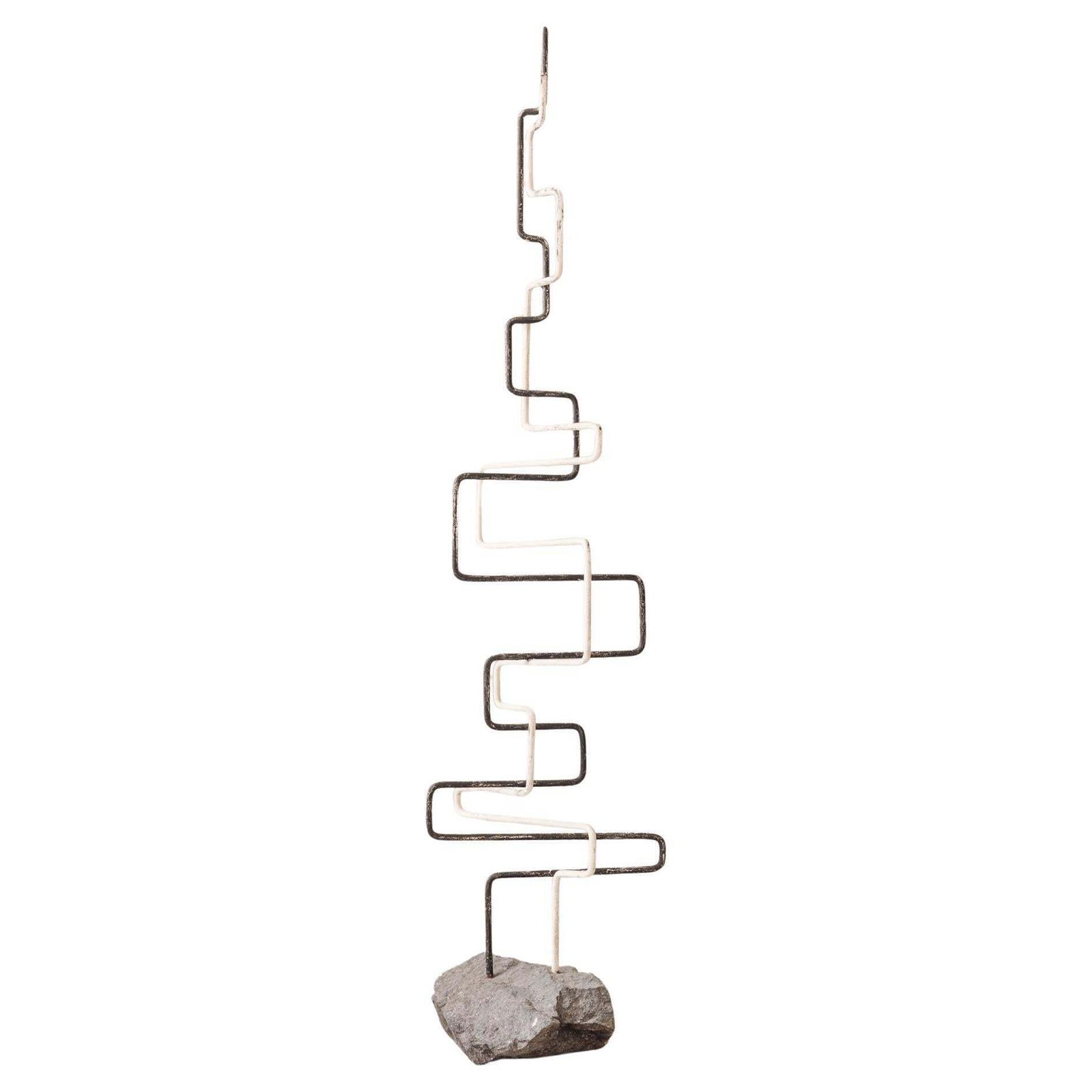 Metal And Stone Zigzag Sculpture, Created In France During The 1960s. photo furniture