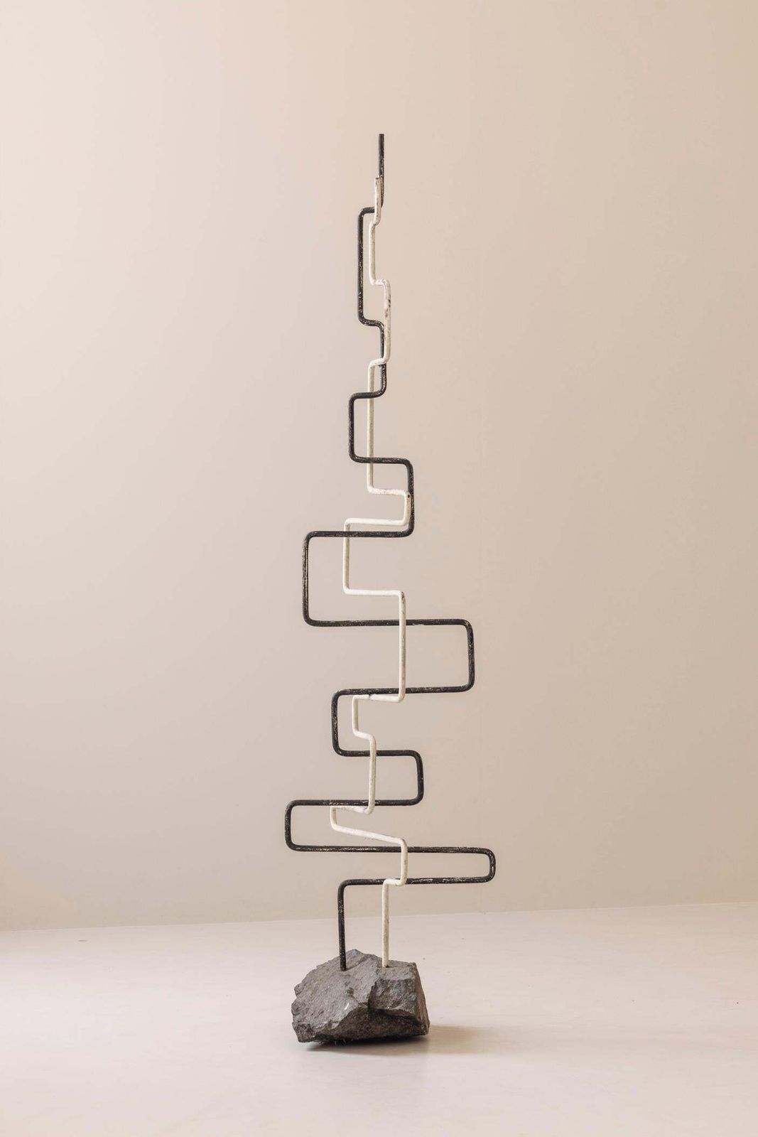 photo furniture Metal And Stone Zigzag Sculpture, Created In France During The 1960s.
