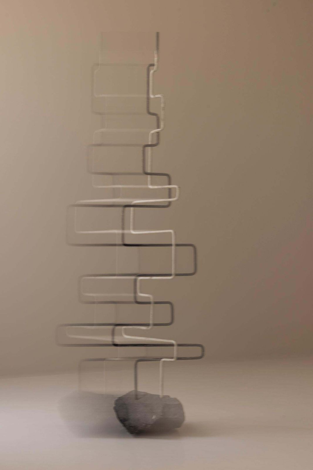 photo vintage Metal And Stone Zigzag Sculpture, Created In France During The 1960s.