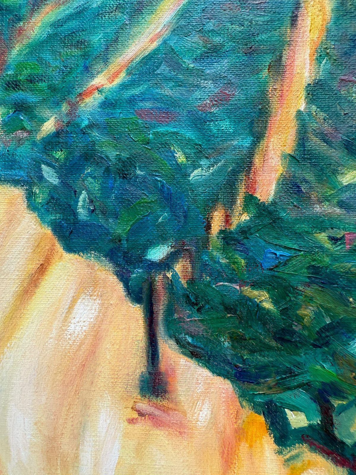 Bernadette Van Baarsen Green & Yellow Provençal Landscape In Oil On Canvas. 'Range De Rolle'.2023 photo Art