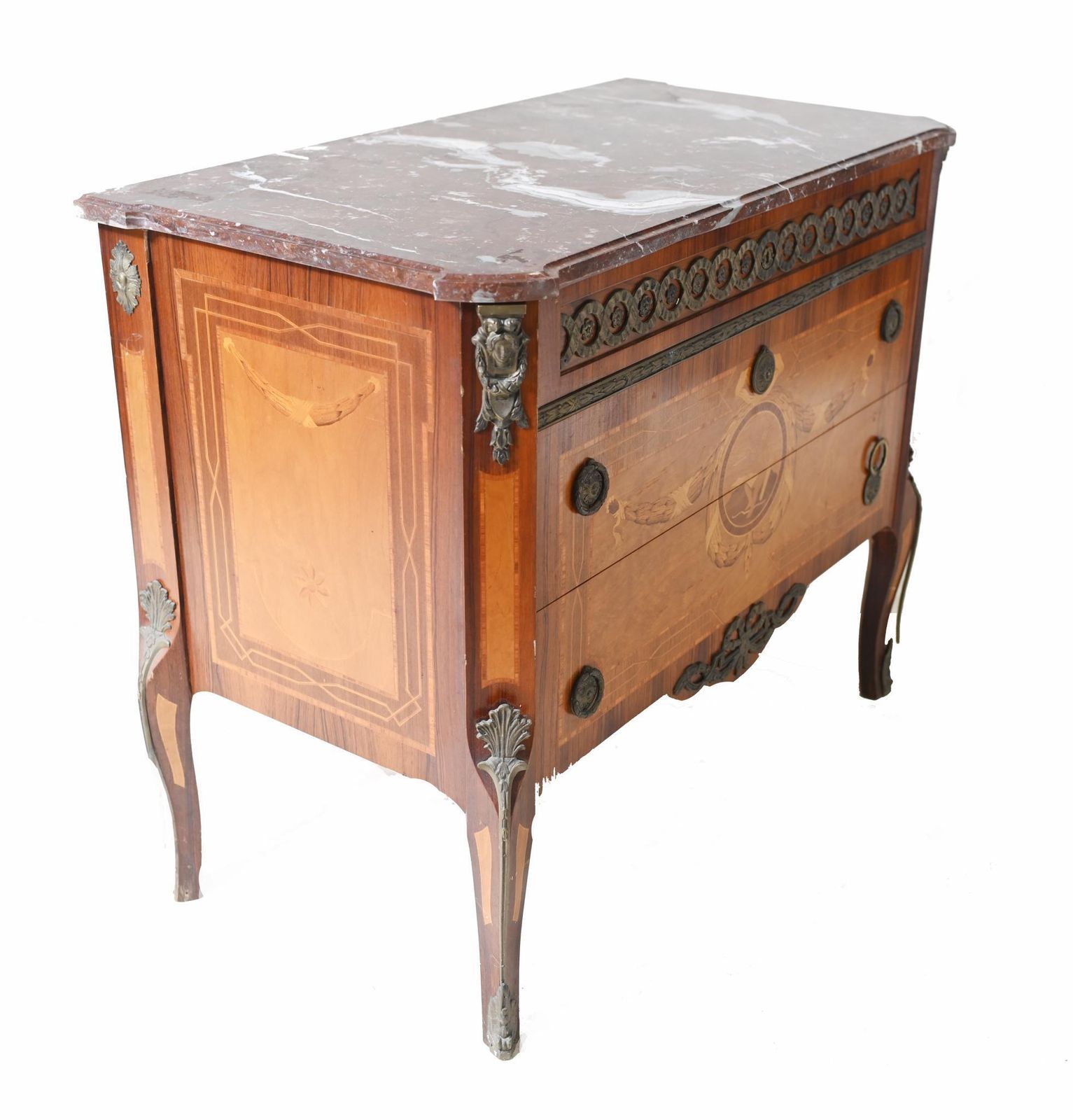 Antique Swedish Commode Inlay Chest Of Drawers 1920 photo vinterior