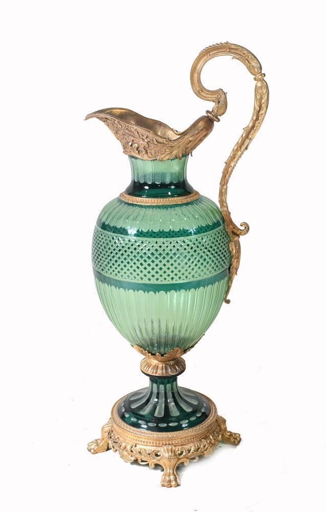 Empire Glass Ewer Jug Vase Ormolu French Urn photo furniture