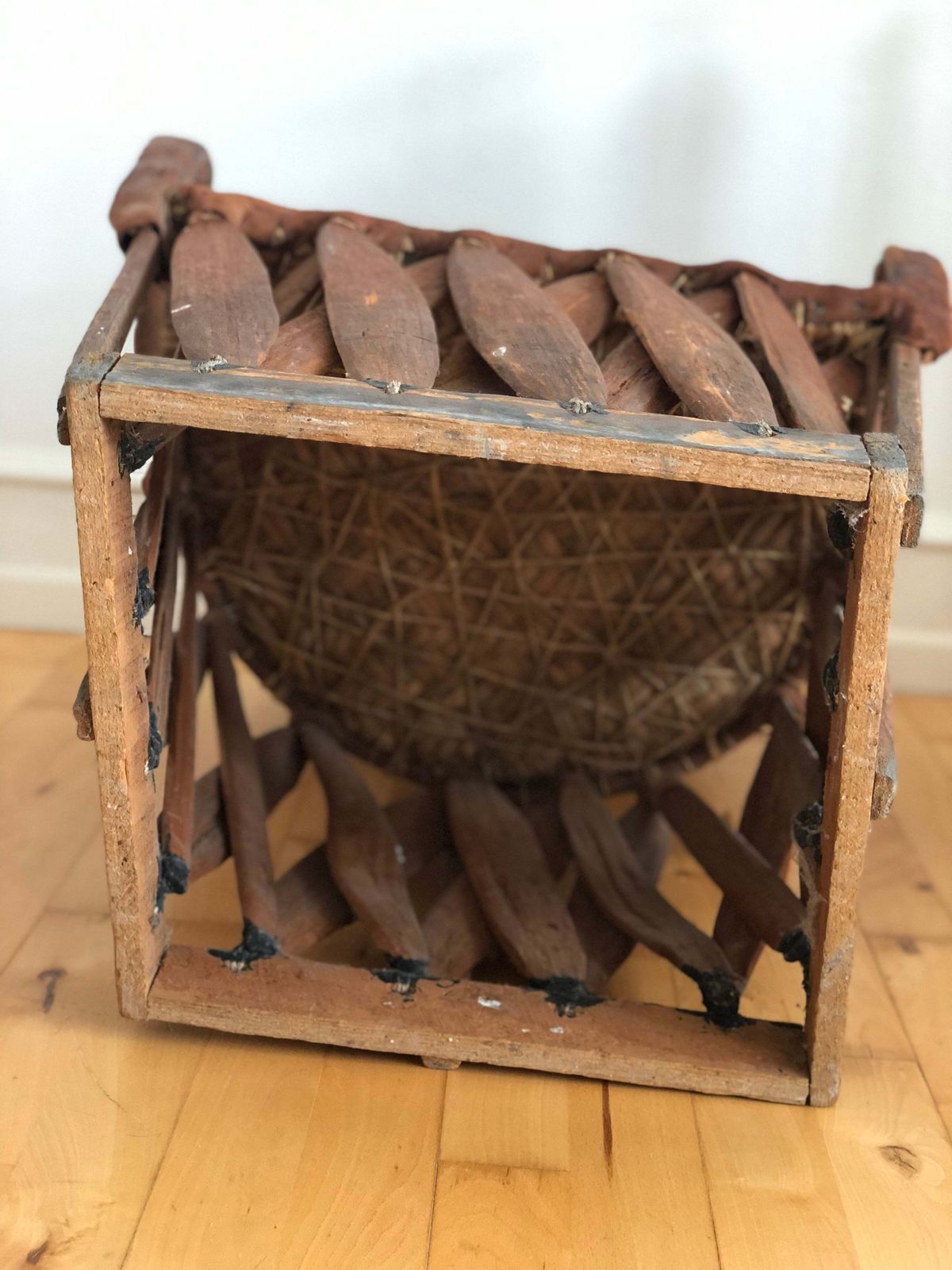 Furniture Mexican Equipale Folk Art Chair With Hand Painted Scene 1930s photo