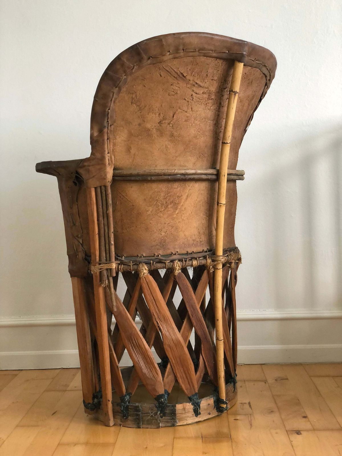 Mexican Equipale Folk Art Chair With Hand Painted Bullfight Scene 1930s photo 850.0