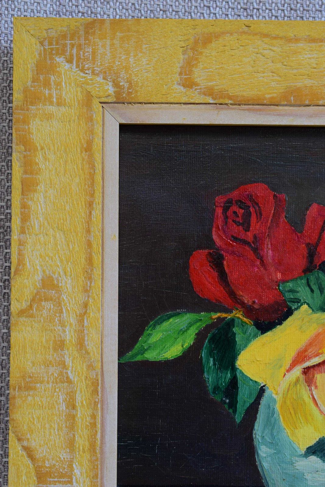 Vintage Bunch Of Flowers Still Life Oil Painting On Canvas, Original Art Signed J Halupka, Cottagecore photo 180.0