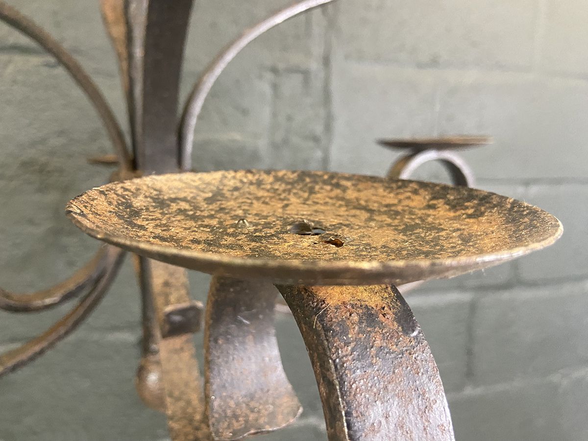 French Antique Wrought Iron Candle Chandelier photo Lighting