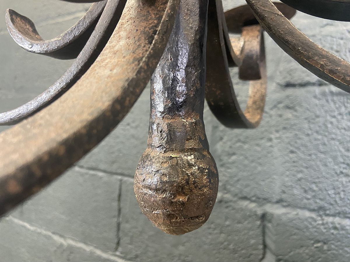 French Antique Wrought Iron Candle Chandelier photo buy