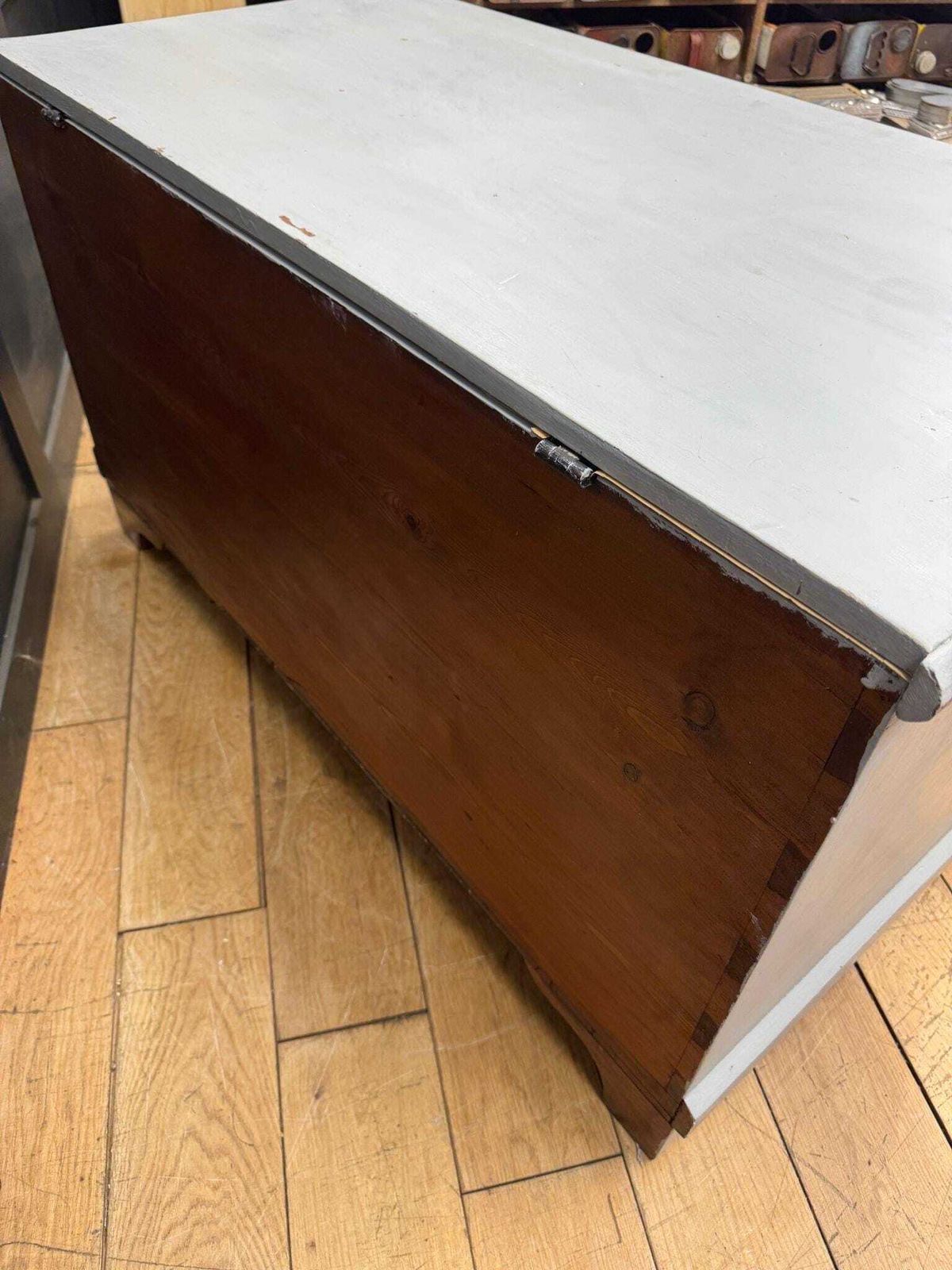 photo for sale Antique Painted Blanket Chest Storage Trunk Bench Toy Shoe Storage Tv Stand