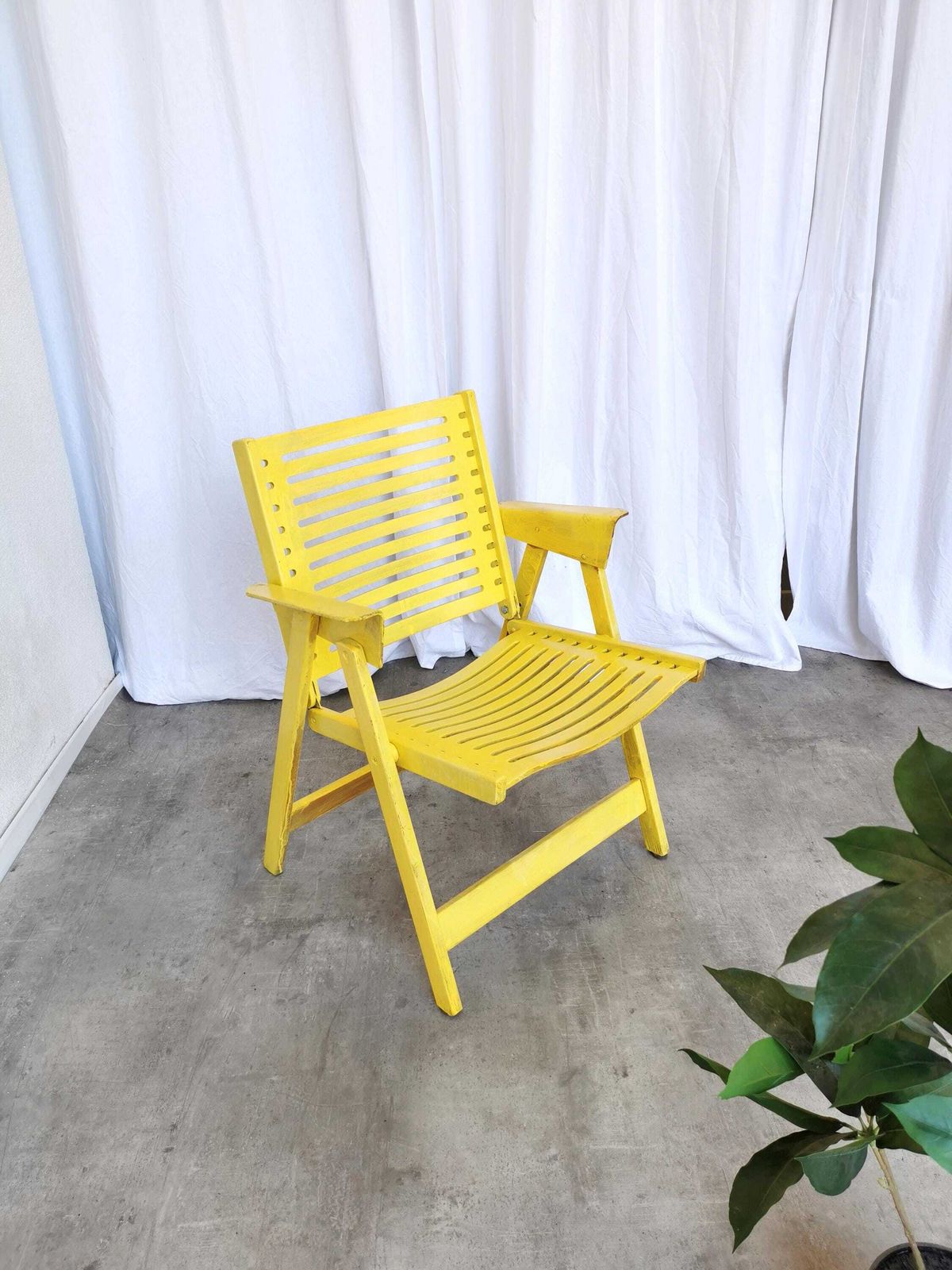 Vintage Yellow Folding Rex Armchair By Niko Kralj For Stol Kamnik / 1970s Yugoslavia / Mid Century Modern Deign Chair
