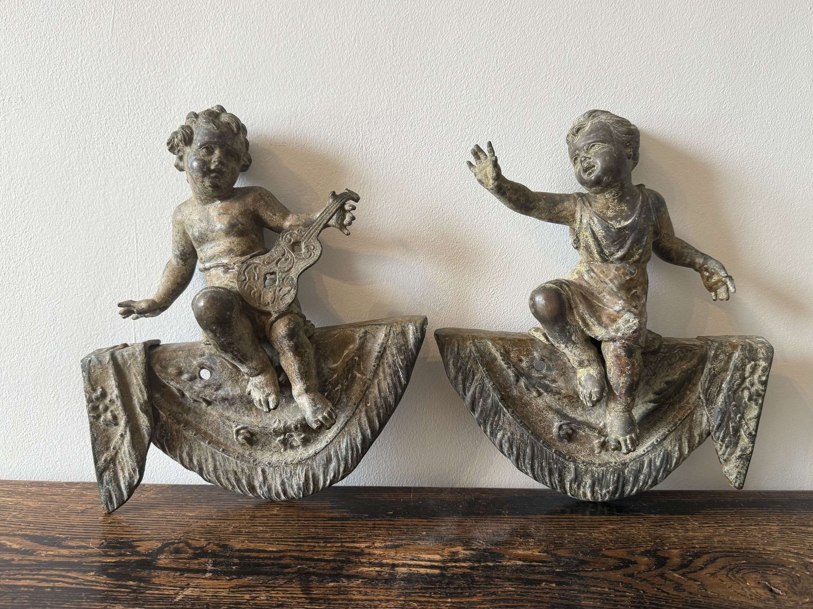 Pair Of 19th Century Patinated Putti