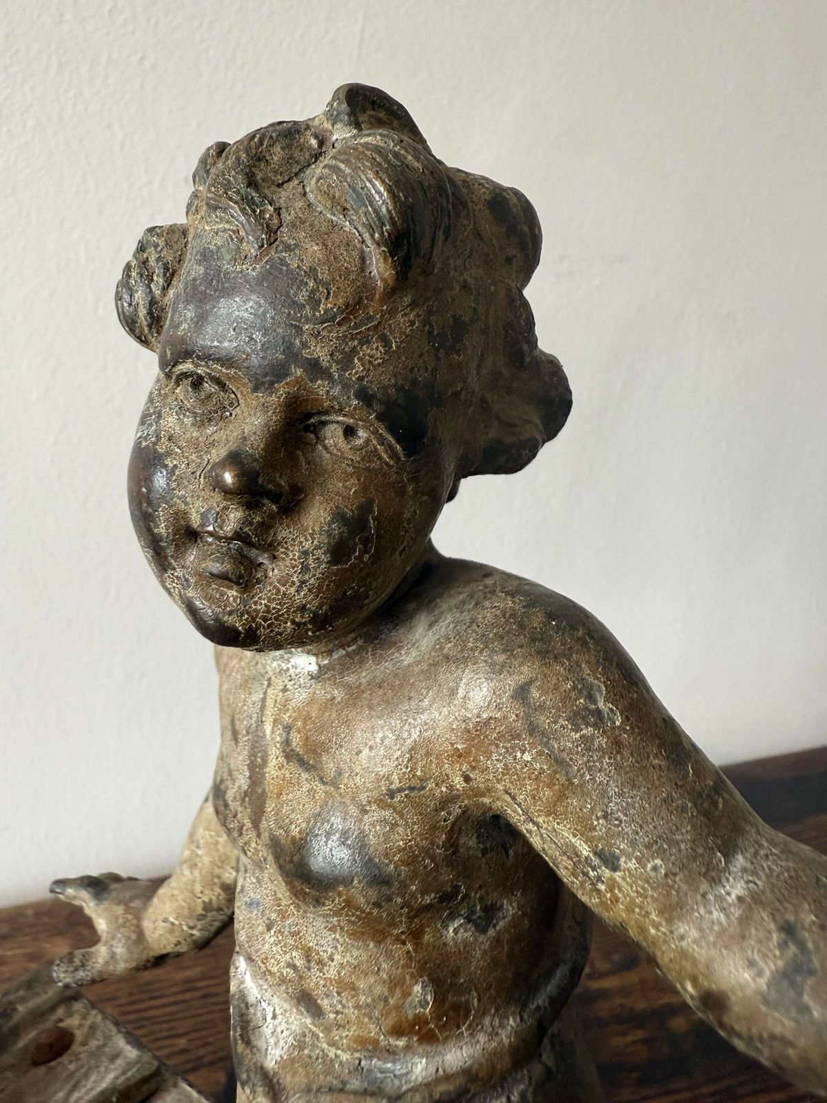 Pair Of 19th Century Patinated Putti photo for sale