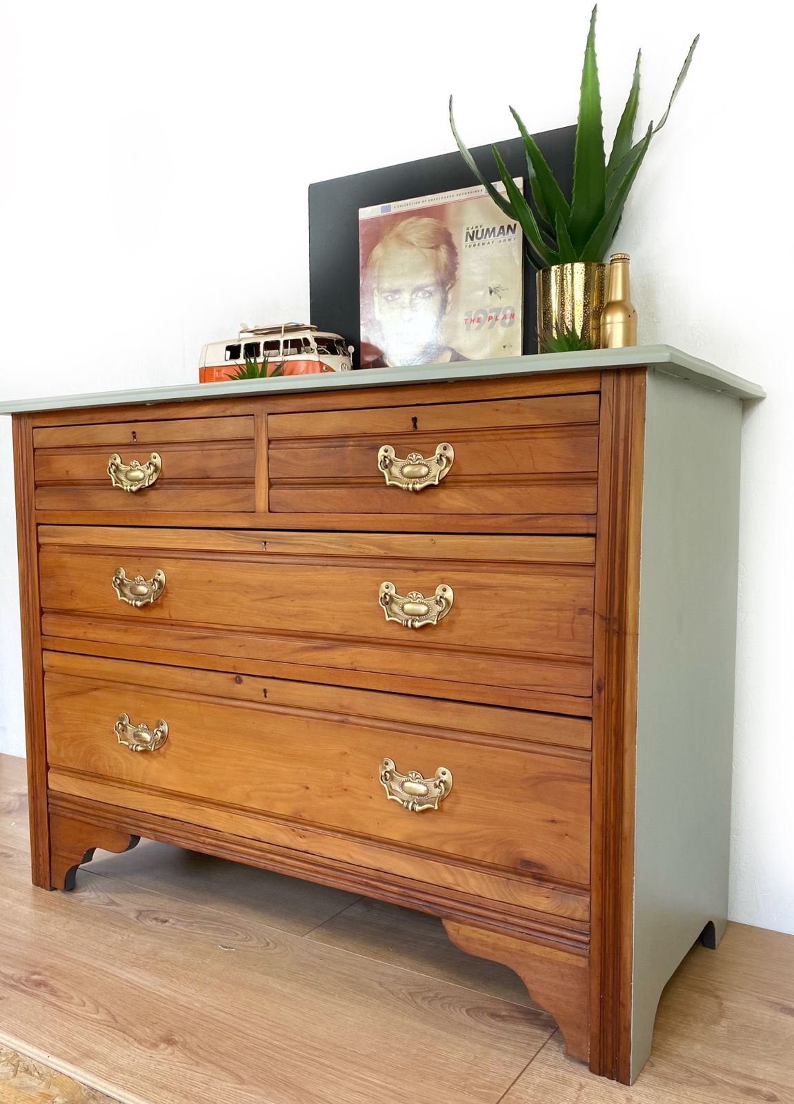Chest Of Drawers, Satinwood Duck Egg Blue, 1950s Mid Century photo buy